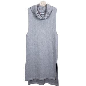 Free People Beach Gray Cowl Neck Side Slit Sleeveless High Low Tunic Dress  XS